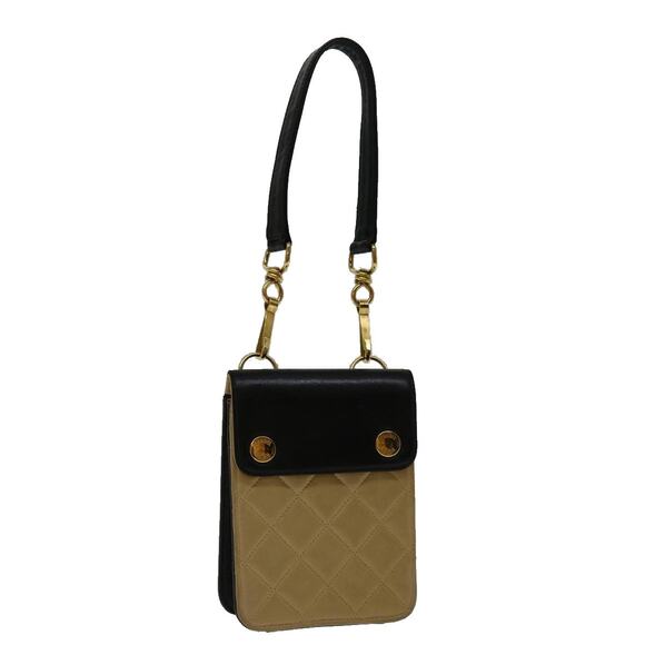 CHANEL Matelasse Hand Bag Leather Beige CC - Picture 1 of 16
